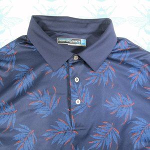 Roundtree & Yorke Performance Navy Blue Fern Golf Polo Mens Size - XLT